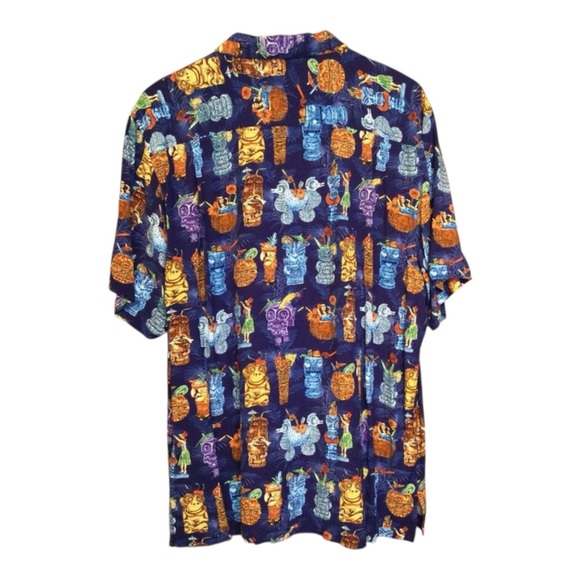 Tommy Bahama Tiki Bar Camp Shirt 2XLT Big & Tall Navy Hula Totem Print - Picture 7 of 8